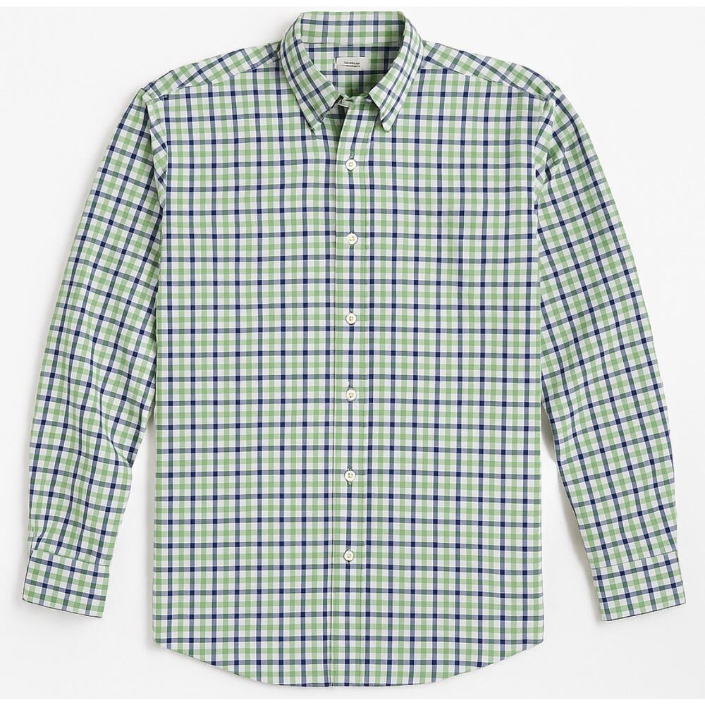 Kevin’s Peter Millar Plaid Button Down Shirt Men’s LG Green Blue Check Cotton